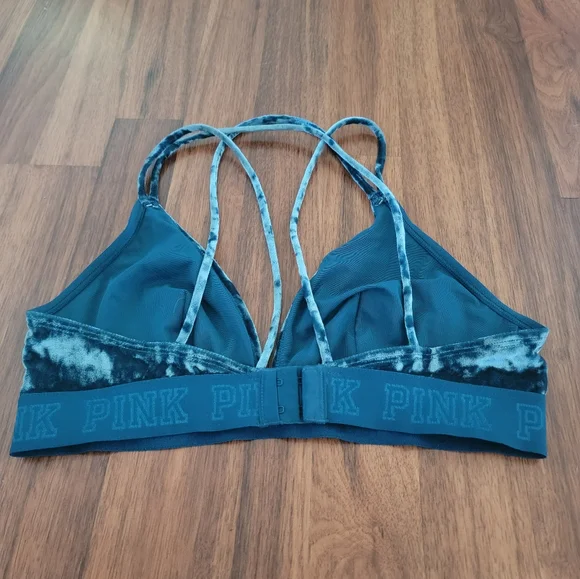 Victoria's Secret PINK Blue Unlined Velvet Bralette - Large - Picture 2 of 5